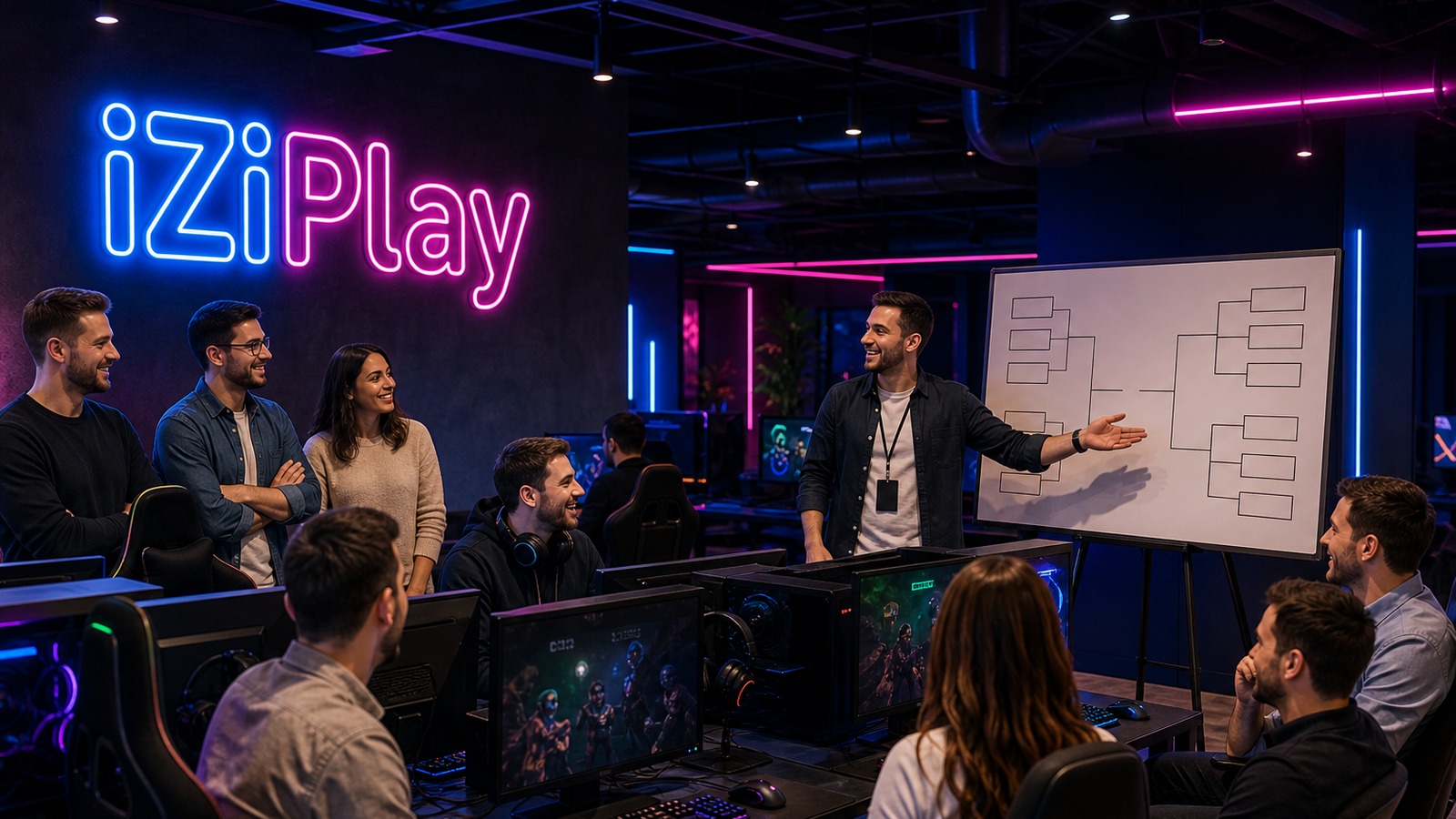 Взрослая корпоративная команда 25–35 на мероприятии в клубе iZiPlay