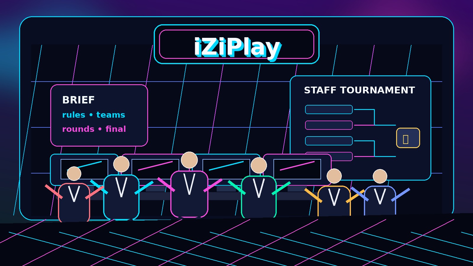 Взрослая команда 25–35 проводит корпоративный игровой турнир в клубе iZiPlay