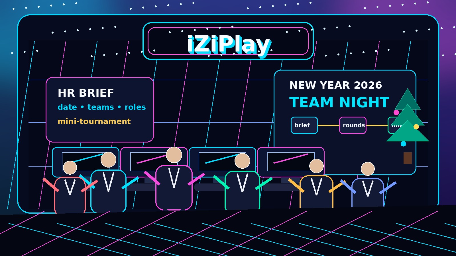 Взрослая команда 25–35 проводит новогодний игровой корпоратив в клубе iZiPlay